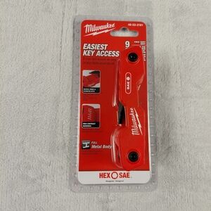 Milwaukee 9 Hex / Allen Key Set, Metal Body, SAE, 48-22-2181, Tools